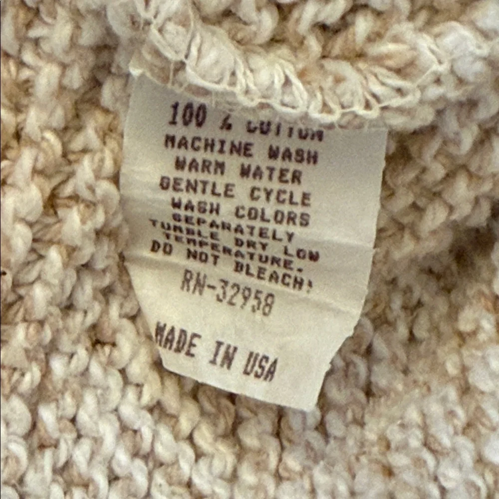 Vintage Y2K American Eagle Henley Sweater Tan Cotton USA XL Textured Rolled Neck - Picture 13 of 13